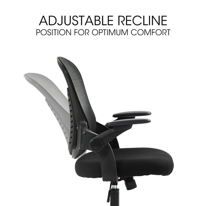 Ergonomic Mesh Office Chair – Adjustable Armrests &amp; Recline | SGS Gas Lift | 120kg | Black - Greenora Living