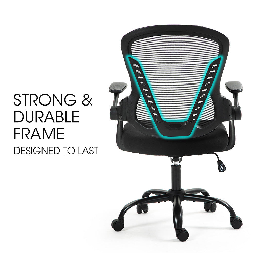 Ergonomic Mesh Office Chair – Adjustable Armrests &amp; Recline | SGS Gas Lift | 120kg | Black - Greenora Living