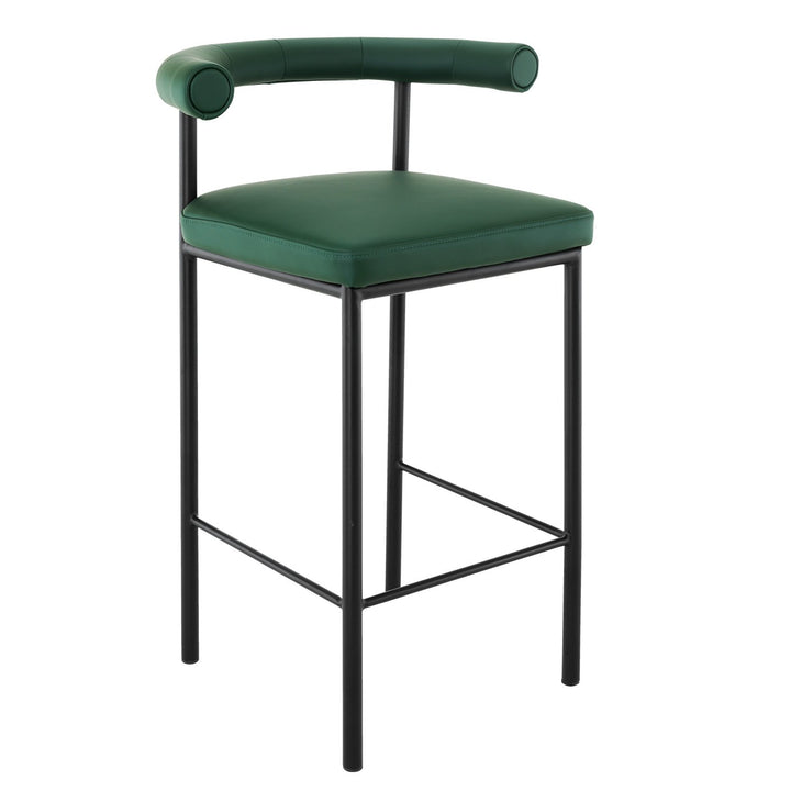 Velvet Green PU Leather Bar Stool – High-Density Foam | Sturdy Iron Frame | 200kg - Greenora Living