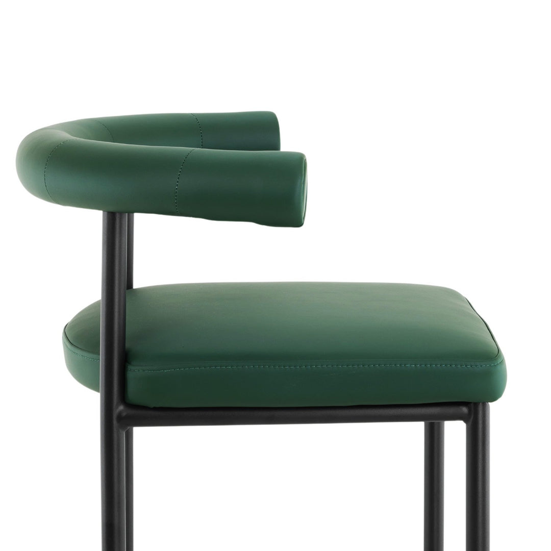 Velvet Green PU Leather Bar Stool – High-Density Foam | Sturdy Iron Frame | 200kg - Greenora Living