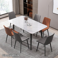 Carrara Marble-Look Dining Table | 12mm Slate Top, Carbon Steel Legs | 120cm | Greenora Living Australia