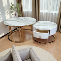 Slate Duo Gold Nesting Coffee Table Set | Greenora Living Australia