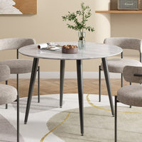 Round Marble-Effect Dining Table | Metal Frame, Seats 4 | 110cm | Greenora Living Australia