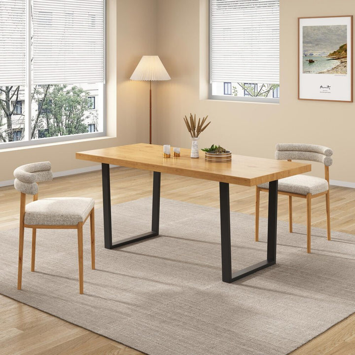 Venice Natural 170cm Rectangular Dining Table – Wood Grain Top | Heavy-Duty Metal Legs | Two-Tone | Natural - Greenora Living