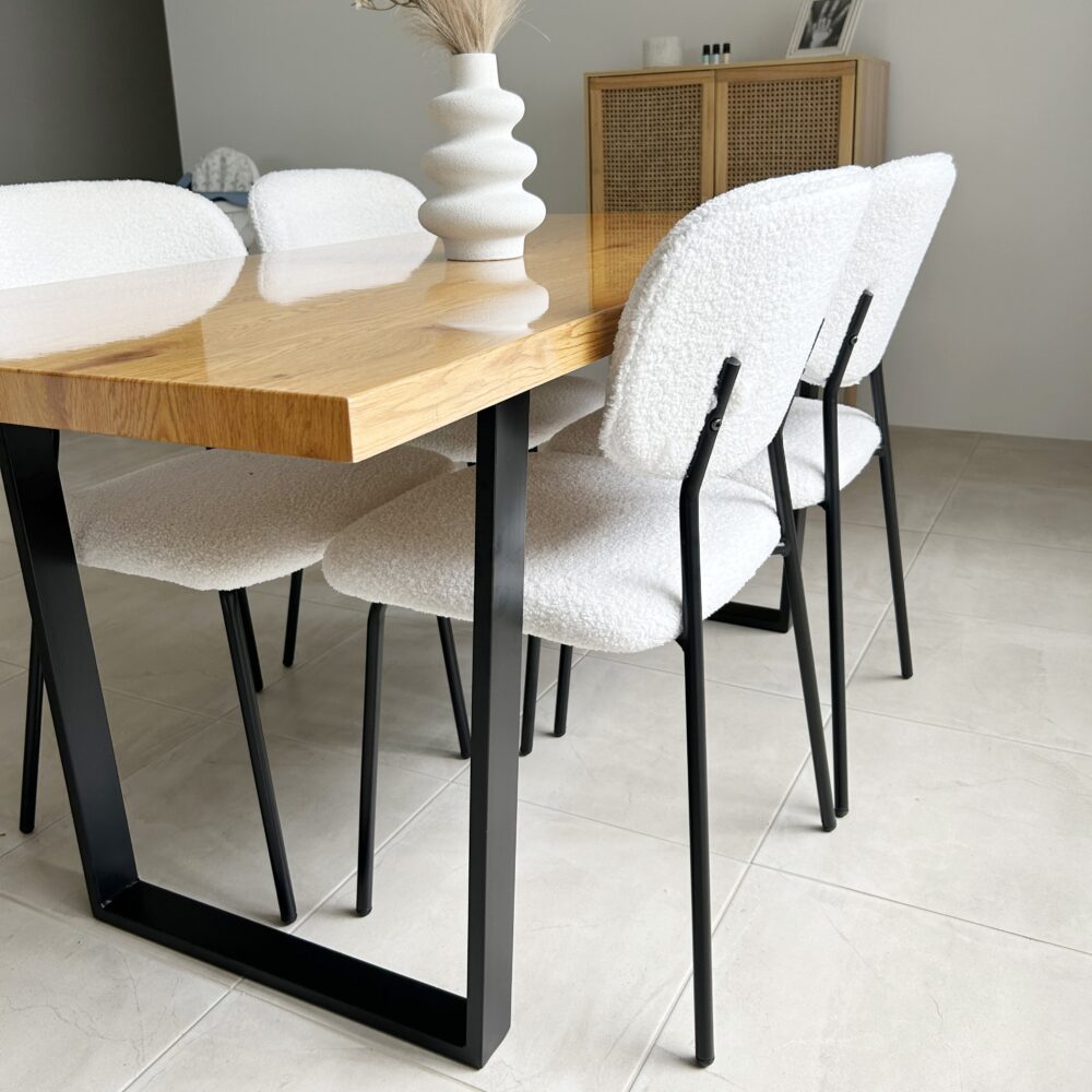 Venice Natural 170cm Rectangular Dining Table – Wood Grain Top | Heavy-Duty Metal Legs | Two-Tone | Natural - Greenora Living