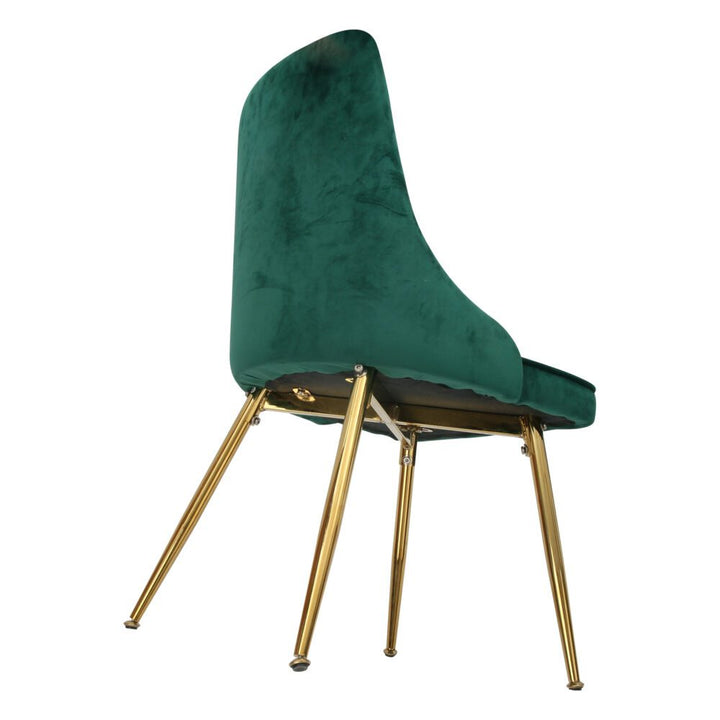 Emerald Shell 7-Piece Dining Set – Natural Wood Table &amp; 6 Green Velvet Scallop Shell Chairs | Gold Splayed Legs | Seats 6 - Greenora Living