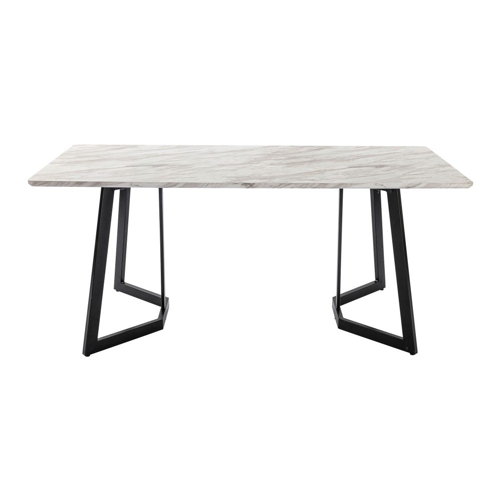 Marble-Effect Dining Table and 6 Velvet Chairs Set – Seats 6 | Blue &amp; White - Greenora Living