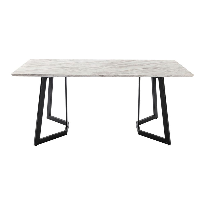 Marble-Effect Dining Table and 6 Velvet Chairs Set – Seats 6 | Blue &amp; White - Greenora Living