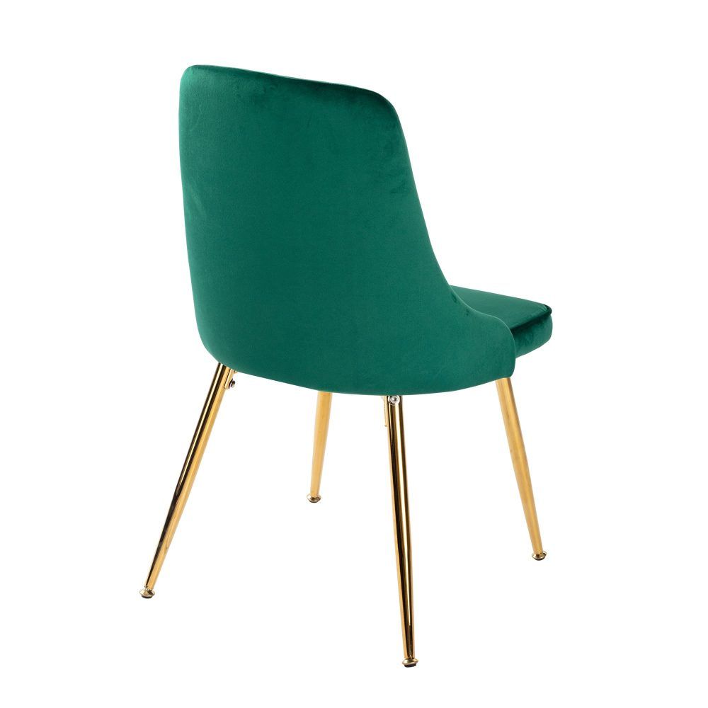 7-Piece Dining Set | White Marble-Effect Table &amp; 6 Green Velvet Scallop Chairs with Gold Legs | Greenora Living Australia