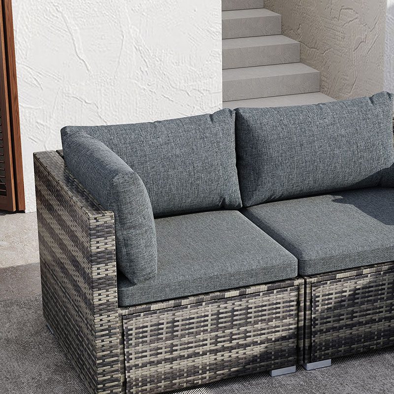 Lizard Grey 8-Piece Modular Outdoor Lounge Set with Coffee Table and Corner Storage - Greenora Living