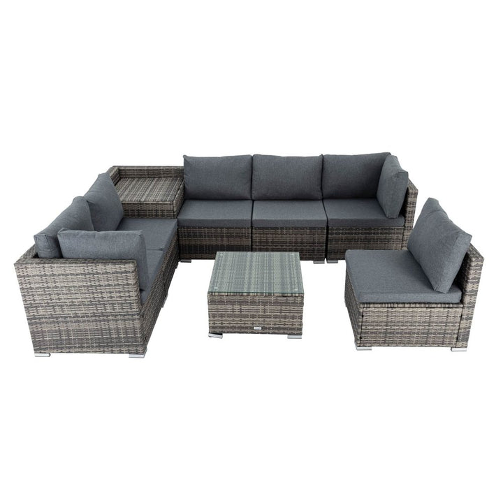Lizard Grey 8-Piece Modular Outdoor Lounge Set with Coffee Table and Corner Storage - Greenora Living