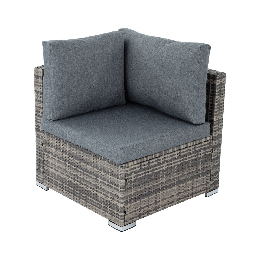 Lizard Grey 8-Piece Modular Outdoor Lounge Set with Coffee Table and Corner Storage - Greenora Living