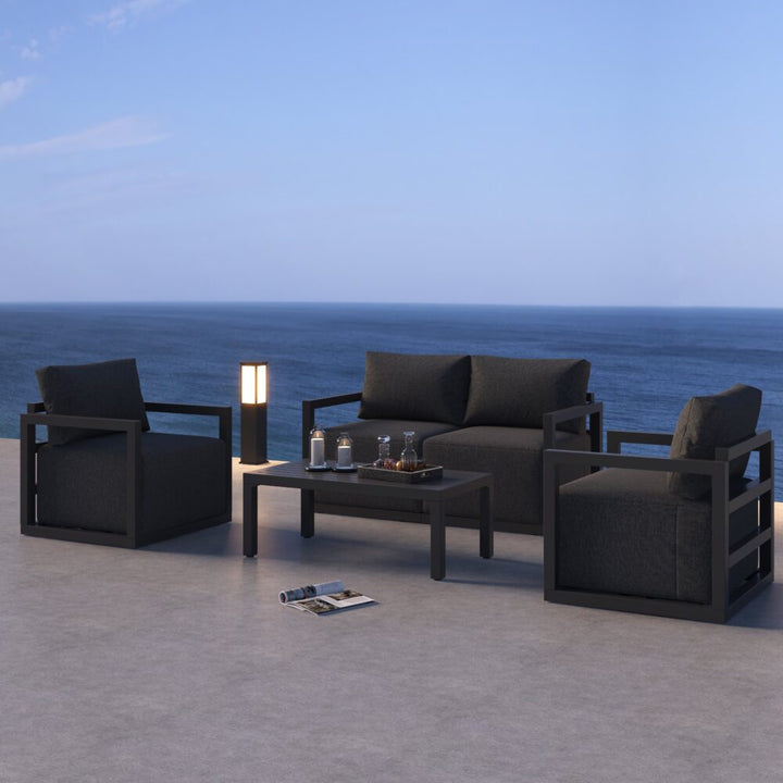Serenity 5-Piece Outdoor Lounge Set – 40cm Deep Cushions &amp; White Aluminium Frame - Greenora Living