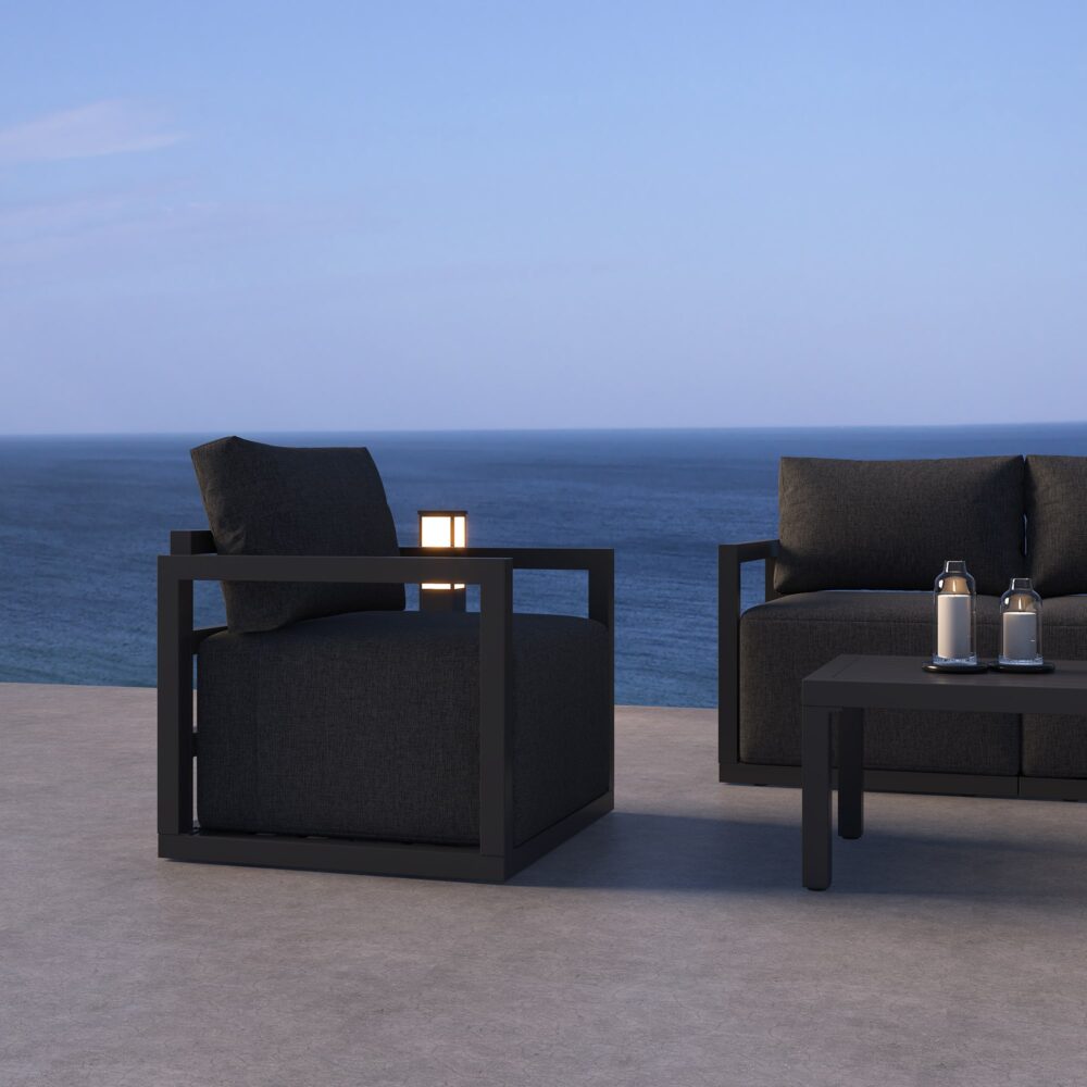 Serenity 5-Piece Outdoor Lounge Set – 40cm Deep Cushions &amp; White Aluminium Frame - Greenora Living
