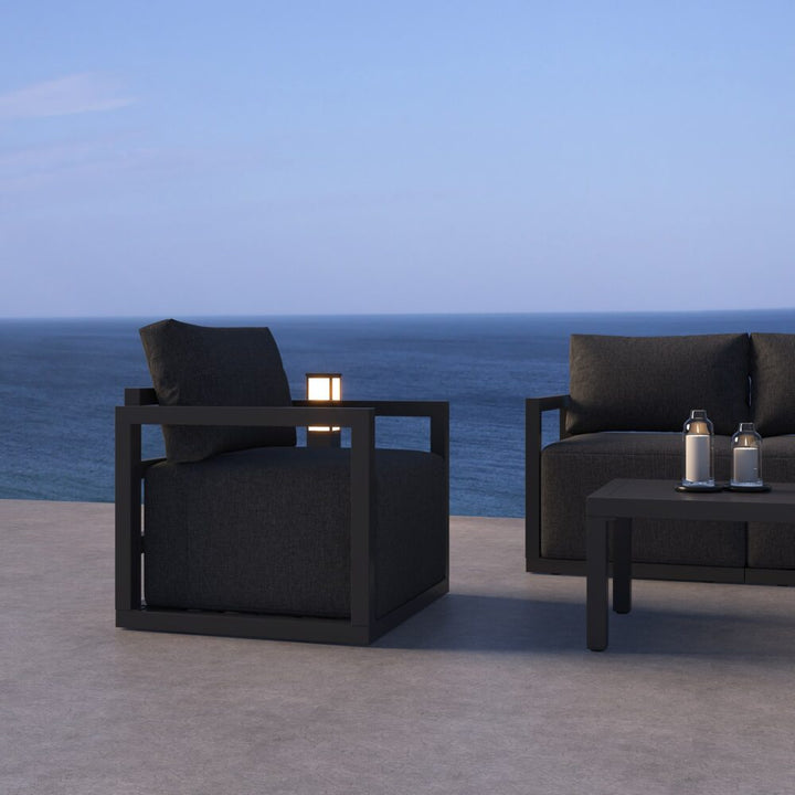 Serenity 5-Piece Outdoor Lounge Set – 40cm Deep Cushions &amp; White Aluminium Frame - Greenora Living