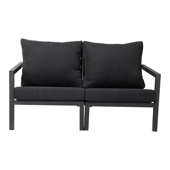 The Cinder 5-Piece Outdoor Sofa Set – Slatted Coffee Table &amp; Slate Grey Aluminium - Greenora Living