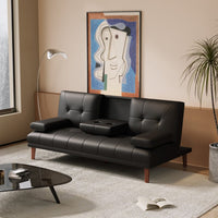 Urban Comfort 3-Seater Sofa Bed | Click-Clack, Built-In Table & Cup Holders | Black | Greenora Living Australia