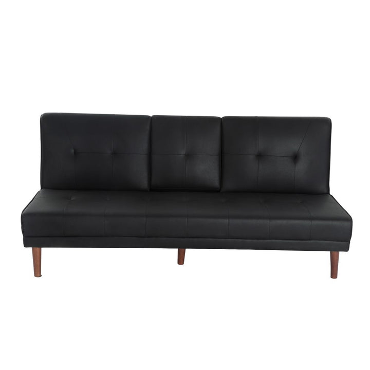 Urban Comfort 3-Seater Sofa Bed – Built-In Cup Holder Table &amp; Click-Clack Black - Greenora Living
