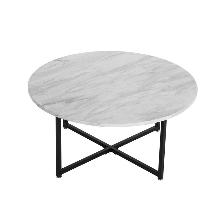 Celeste Round Marble-Effect Coffee Table – White &amp; Black – product view 8
