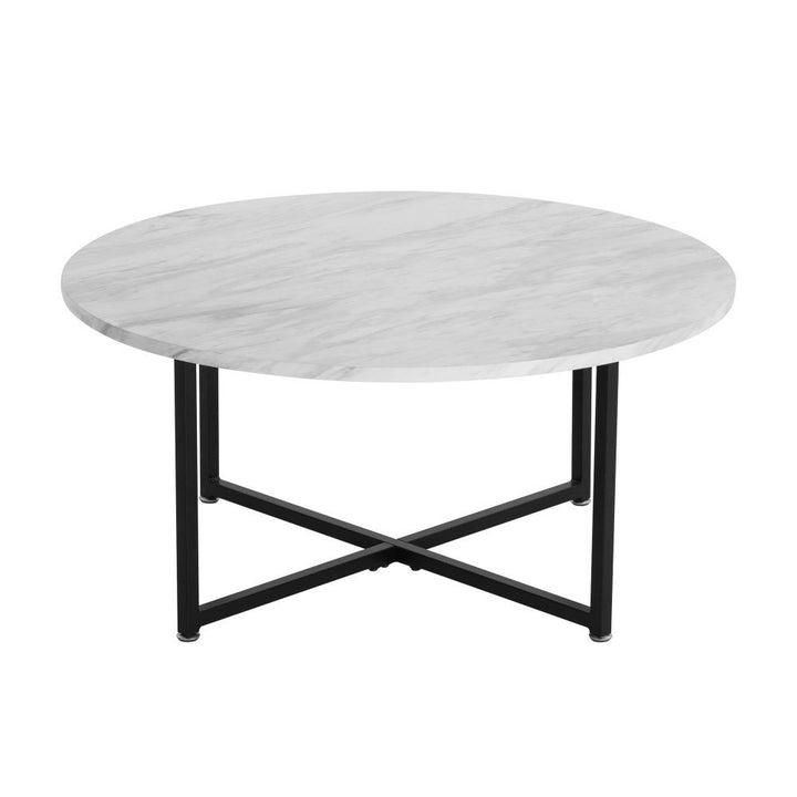 Celeste Round Marble-Effect Coffee Table – White &amp; Black – product view 9