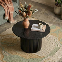 Luxe Ribbed Round Coffee Table – Black