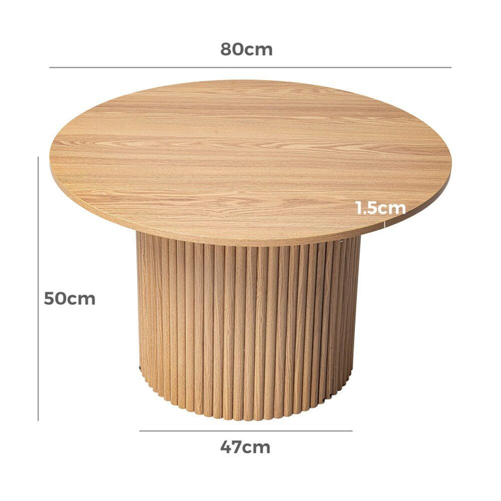 Luxe Ribbed Round Coffee Table – Natural – product view 11