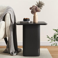 Clara Noir Side Table | MDF Top, Textured Base & Bevelled Edge | Black | Greenora Living Australia