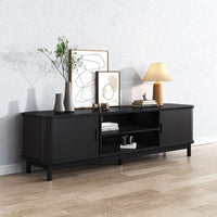 Rib & Curve Black TV Unit | Greenora Living Australia