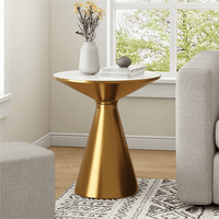 Golden Halo Side Table | Sintered Stone Top & Brushed Gold Base | Greenora Living Australia