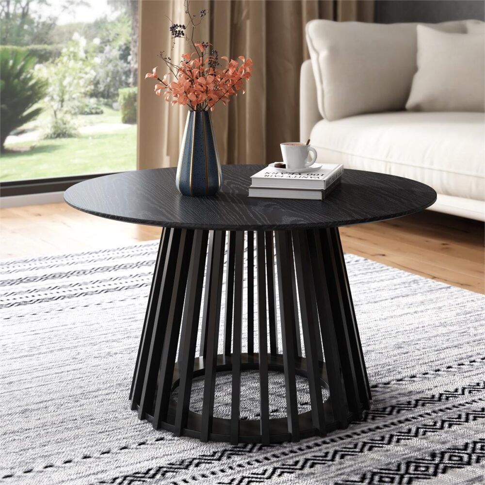 Palmer Slatted Sphere Coffee Table – Black – product view 3