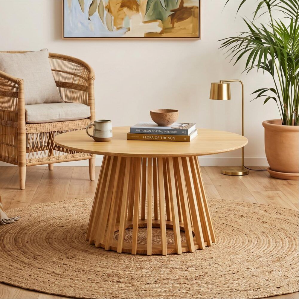 Palmer Coastal Slatted Coffee Table – Natural