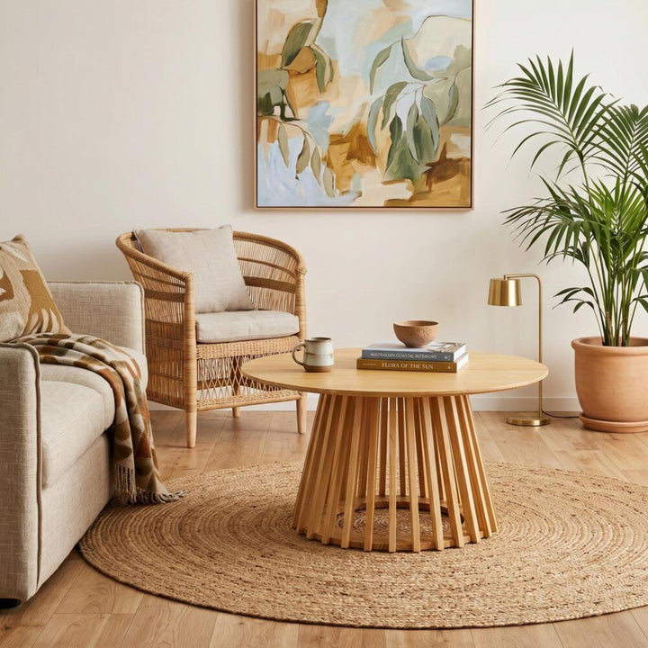 Palmer Coastal Slatted Coffee Table – Natural – product view 3