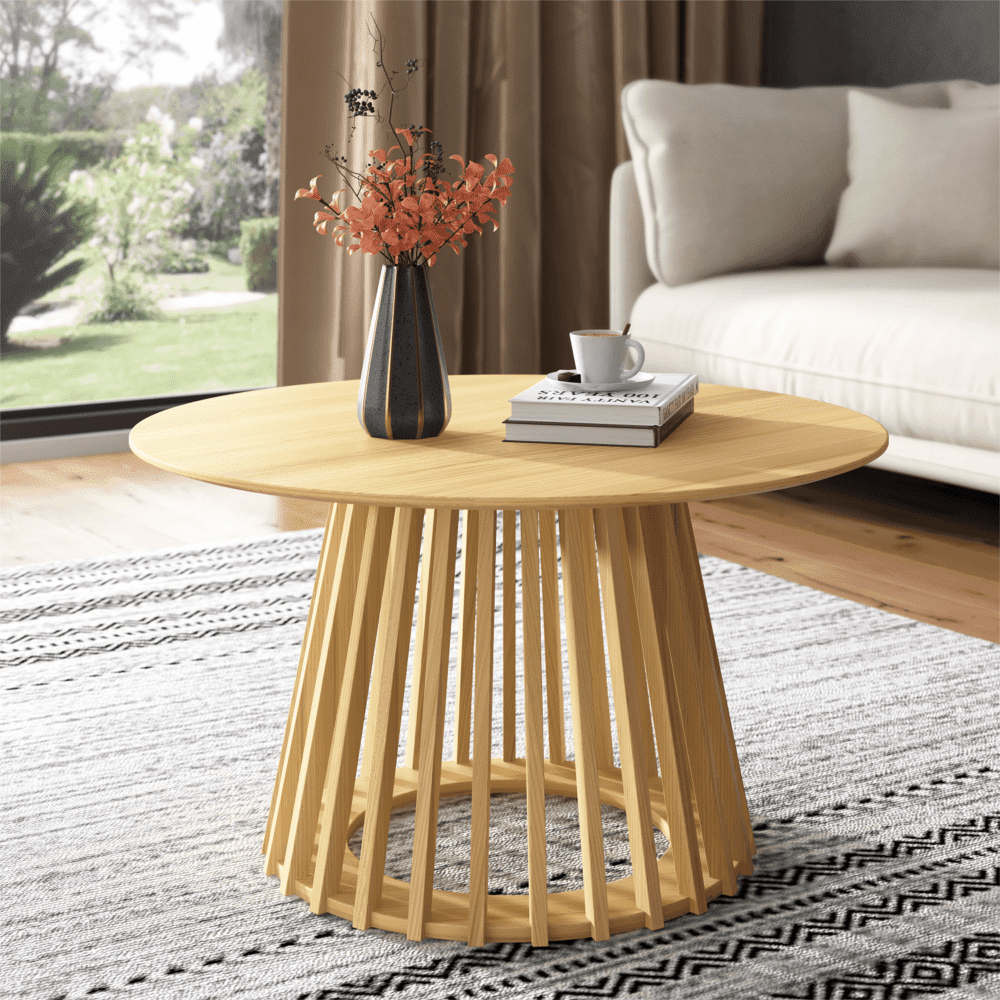 Palmer Coastal Slatted Coffee Table – Natural – product view 4