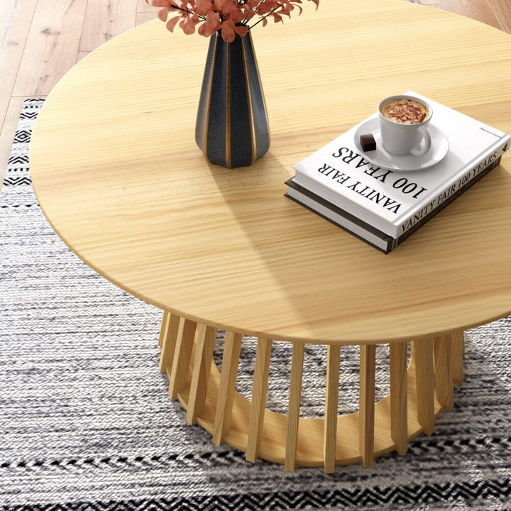 Palmer Coastal Slatted Coffee Table – Natural – product view 5