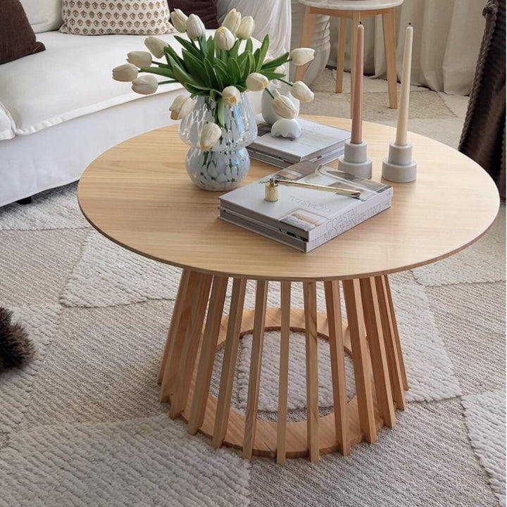 Palmer Coastal Slatted Coffee Table – Natural – product view 6