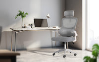 Ergonomic Mesh Office Chair | Grey & White, Flip-Up Arms & Lumbar Support | Greenora Living Australia