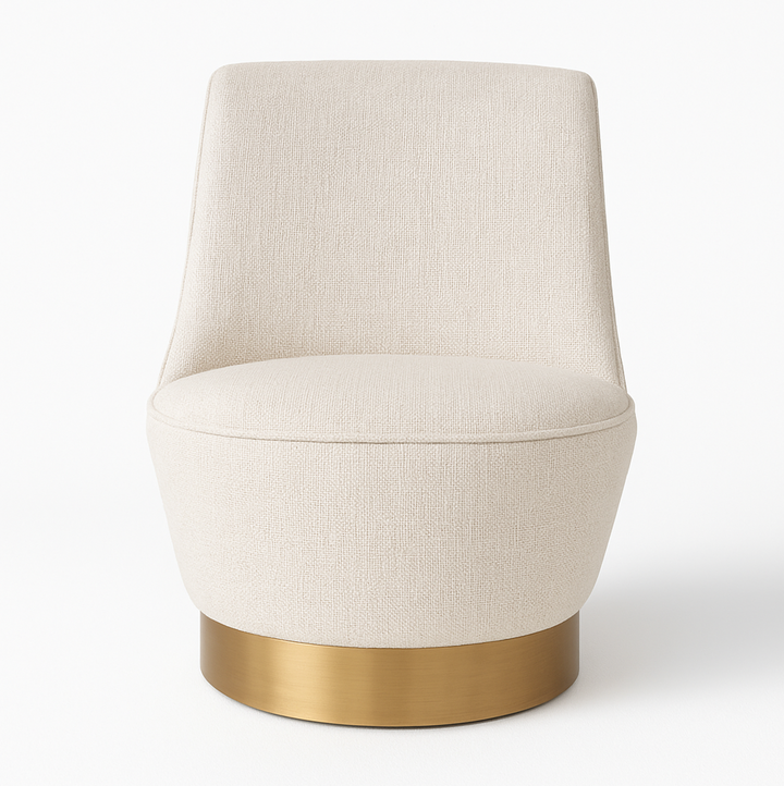 Chateau Oat Swivel Accent Chair – Natural Tweed | Curved Sculptural Form | 360° Swivel | Vanilla Oat - Greenora Living