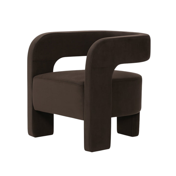 Portia Espresso Velvet Armchair – Curved Sculptural Form | Fully Padded | Compact Footprint - Greenora Living