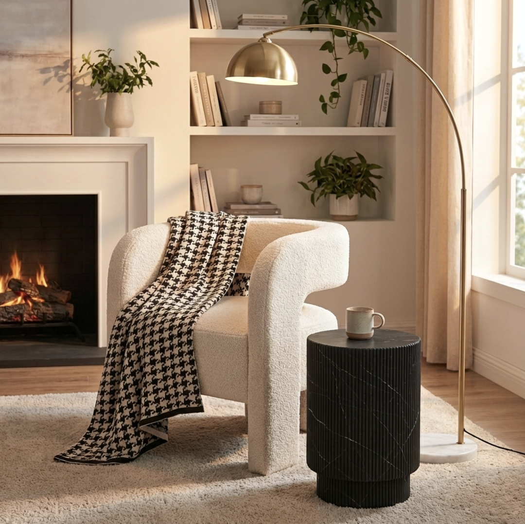 Portia Cloud Boucle Armchair – Curved Sculptural Form | Fully Padded | Compact Footprint | Off White - Greenora Living