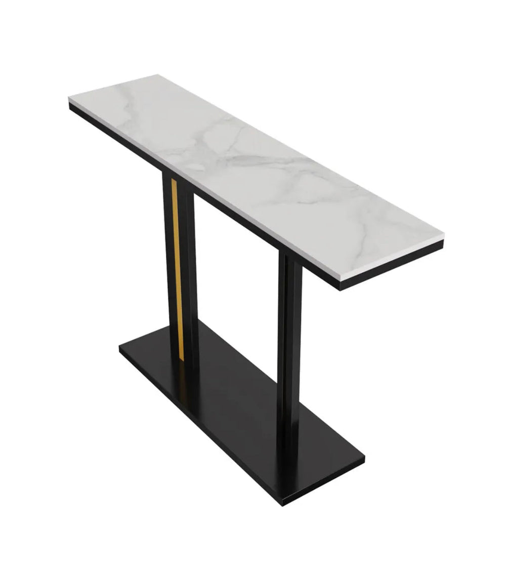 Pandora Console Table – Sintered Stone Marble Top, Black Iron Frame & 30kg Capacity | 118cm | Multicolour - Greenora Living
