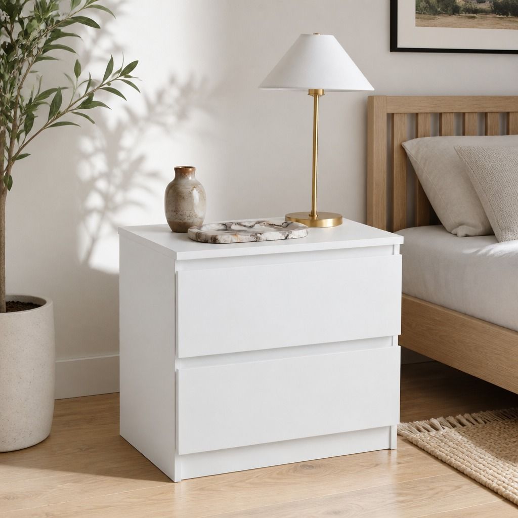 Kora Warm White Bedside Table – 2 Drawers – product view 12