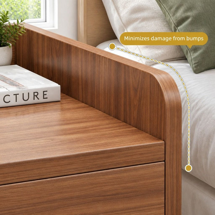 Tavi Walnut Bedside Table – 2 Drawers &amp; Tray Top – product view 4