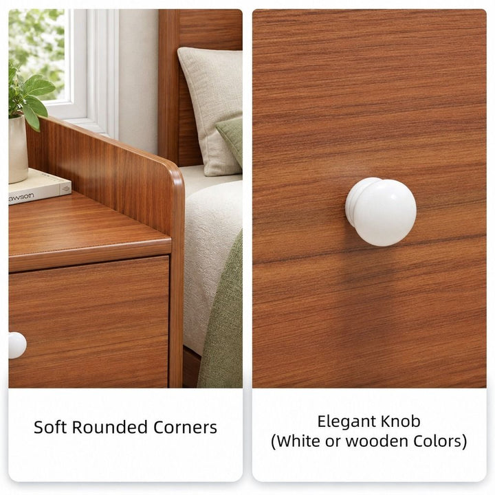 Tavi Walnut Bedside Table – 2 Drawers &amp; Tray Top – product view 9