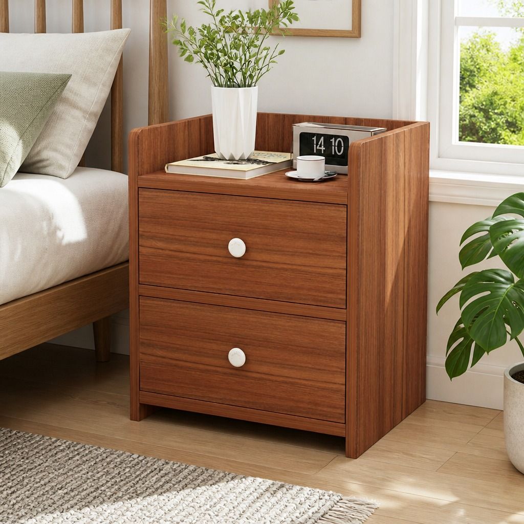 Tavi Walnut Bedside Table – 2 Drawers &amp; Tray Top – product view 11