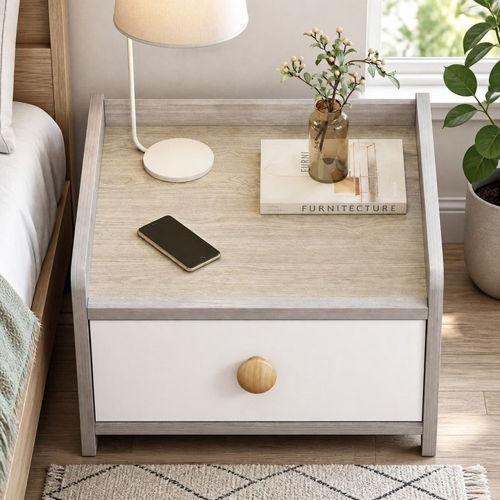 Marlow Light Grey Bedside Table – 3 Drawers – product view 7