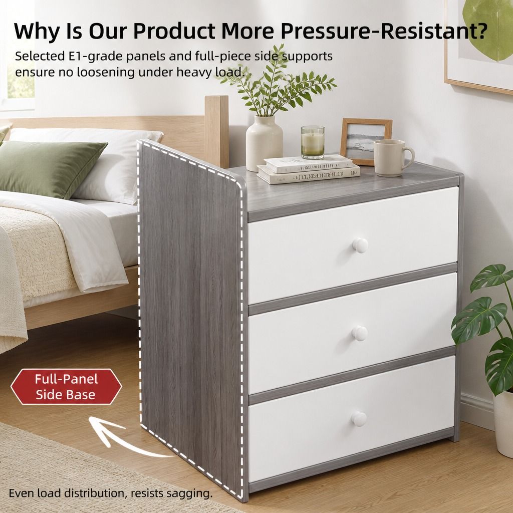 Marlow Light Grey Bedside Table – 3 Drawers – product view 10