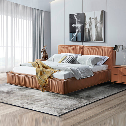 Louis Queen Bed Frame – Premium Leatherette, Quilted Headboard & Wooden Legs | Plywood Slats - Greenora Living