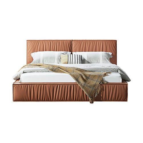 Louis Queen Bed Frame – Premium Leatherette, Quilted Headboard &amp; Wooden Legs | Plywood Slats - Greenora Living