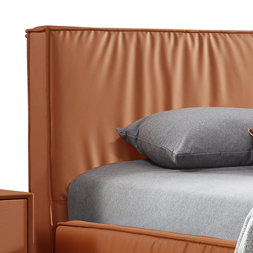 Louis Queen Bed Frame – Premium Leatherette, Quilted Headboard &amp; Wooden Legs | Plywood Slats - Greenora Living