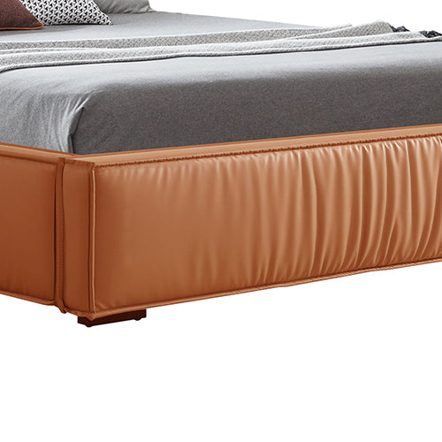 Louis Queen Bed Frame – Premium Leatherette, Quilted Headboard &amp; Wooden Legs | Plywood Slats - Greenora Living